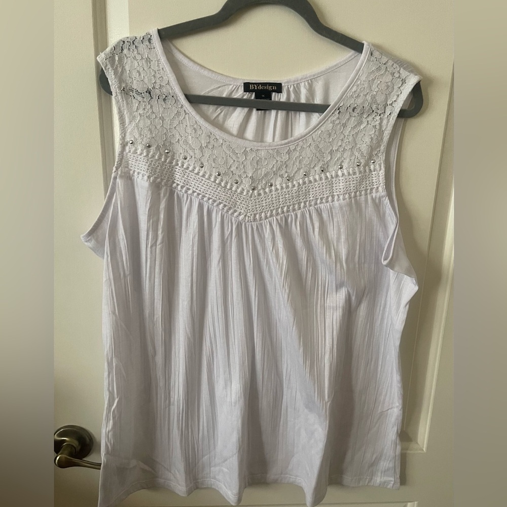 By design White Sleeveless Top 1X